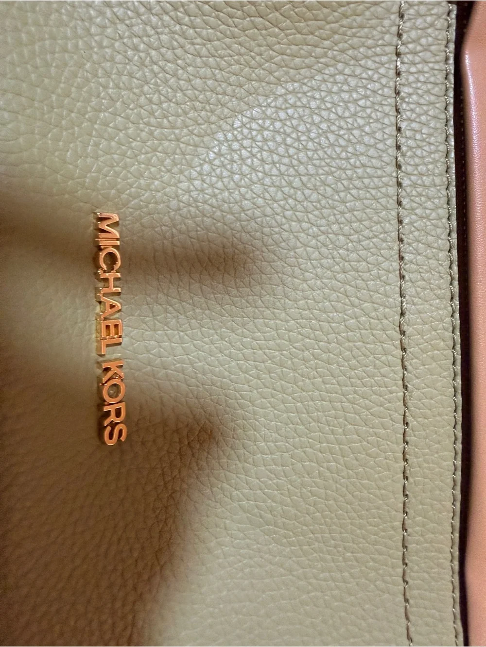 Michael Kors Green and Tan Leather Tote Bag